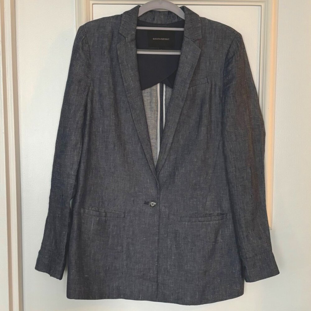 Banana Republic Chambray/ linen Blue Blazer Size 2